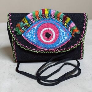 Handwoven Evil Eye Crossbody Bag. New.